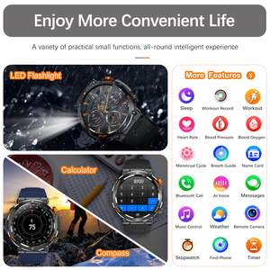 Montre connectée de sport pour homme HT17 avec éclairage <span class=keywords><strong>d</strong></span>'urgence et boussole, surveillance de la santé, appel Bluetooth, montre intelligente pour homme - Product Image 2