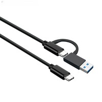 Câble de données USB 3.1 Type-C C/A Combo 2-en-1 3A à charge rapide 10 Gbps en cuivre pur tressé PVC pour téléphone, voiture, écouteurs, compatible 4K60HZ