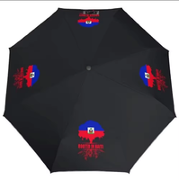 Parapluie automatique personnalisé avec carte du drapeau d'Haïti, protection UV, imperméable, parapluie de fierté haïtienne, résistant au vent, parapluie de voyage