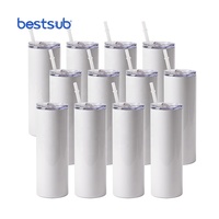 Prêt à Expédier BestSub Gros 600ml À Double Paroi isolée Sublimation Tasses En Acier Inoxydable Droite Gobelet Maigre