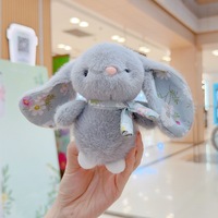 Porte-clés en peluche promotionnel, animal en peluche doux, lapin en peluche personnalisé, mini porte-clés en peluche avec étiquette personnalisée
