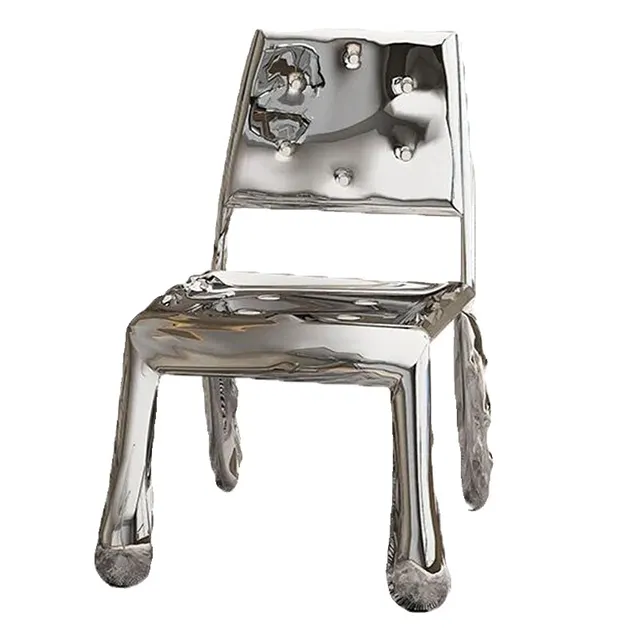 Italiaanse Roestvrijstalen Designstoel Art Luxe Metalen Woonkamer Fauteuil