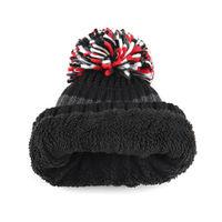 Bonnet d'hiver épais en acrylique de haute qualité avec logo brodé personnalisé BSCI, bonnet tricoté à pompon teint, nœuds à pois, plage
