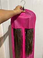 Support pour extensions de cheveux avec cintre, sacs de rangement portables pour perruques avec fermeture éclair transparente