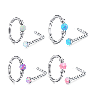 Anneau de nez en acier titane plaqué or, lot de 2 pièces, clou de nez Aobao, anneau sans soudure, <span class=keywords><strong>fermeture</strong></span> de septum nasal, bijoux de corps pour mariage - Product Image 1
