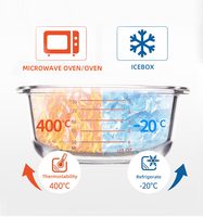 Boîte de conservation alimentaire en verre borosilicate recyclable avec couvercle en bambou, hermétique, compatible micro-ondes, lave-vaisselle et réfrigérateur basse température, organisateur de cuisine