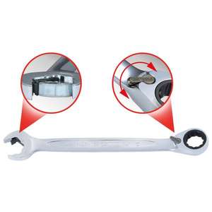 KS TOOLS - 503.5912 DUO GEAR plus clé mixte avec mécanisme à cliquet en anneau et mâchoire ouverte, clés réversibles - Product Image 2