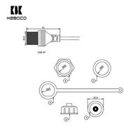 Cable de Extensión USB Tipo B Macho-Hembra Original de Fábrica, Impermeable, con Revestimiento de PVC para Tablero de Auto, Motocicleta, Camión - Negro