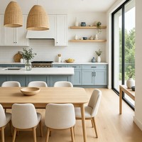 Desain Meja Dapur Kayu Modern Kustom, Pemasangan Mudah, Sesuai untuk Peralatan Listrik Dapur
