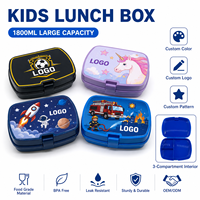 Boîte à lunch en plastique personnalisée de qualité alimentaire, boîte bento, conteneur alimentaire scolaire, boîtes à lunch pour enfants 1800ML