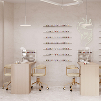 Aménagement intérieur de salon de beauté, décoration complète personnalisée de la pièce, station de manucure, aménagement de vitrine, rénovation de salon de coiffure