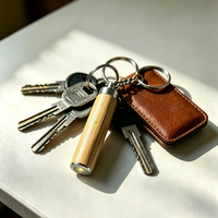 Porte-clés lampe torche en bambou personnalisé avec logo, mini lampe LED pour le camping