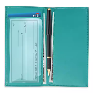 Biểu tượng tùy chỉnh người đàn ông Phụ Nữ RFID chặn PU da sổ Séc Bìa Wallet với chủ bút - Product Image 1