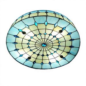 Plafonnier LED créatif fait main de style Tiffany en verre teinté avec cadre en acier, 12 pouces, Lovely Guy, 2700K, blanc chaud - Product Image 1