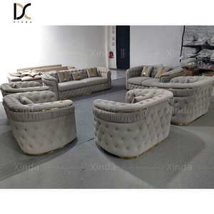 Divano Sezionale di Lusso con Base in Acciaio Inossidabile <span class=keywords><strong>Bianco</strong></span>, Set di Divani a 1, 2 <span class=keywords><strong>e</strong></span> 3 Posti per Soggiorno di Lusso - Product Image 4