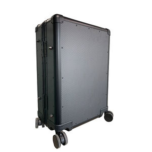Maleta de 20 Pulgadas con Patrón de Fibra de Carbono Negra, Maleta con Ruedas y Protector de Esquinas de Aluminio con Candado TSA - Product Image 5