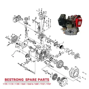 Pengiriman cepat suku cadang mesin Diesel silinder tunggal pompa Tiller Generator 178F 186F 188F 186FA 192F 195F 1100F