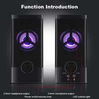 Altavoces USB 2,0 de potencia profesional para juegos, luces LED coloridas con puerto para auriculares y micrófono para ordenador