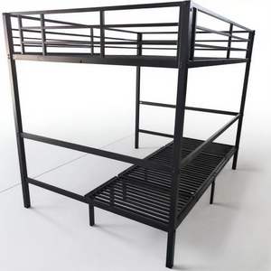 Lits superposés en métal taille Queen avec <span class=keywords><strong>lit</strong></span> gigogne double, idéal pour les adultes, chambre à coucher, appartement, gain de place, montage facile - Product Image 2