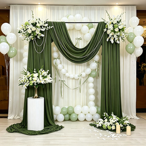 Tissu de rideau extensible en polyester pour toile de fond de mariage, style moderne et romantique, en soie artificielle, pour décoration de mariage - Product Image 1