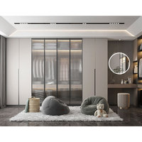 Armoire coulissante en métal de style européen Benovo, pour vêtements féminins, meubles de salon, placard en bois gris