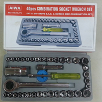 Lot de 40 outils de réparation automobile : jeu de douilles métriques et SAE avec clé à cliquet, dans un coffret moulé sous pression – Fournisseur direct d'usine