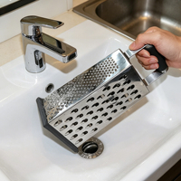 Handmatige keuken-groentesnijder voor wortelen, gember, aardappelen en andere groenten, 4-zijdige kaasschaaf van roestvrij staal, rasp met opvangbak