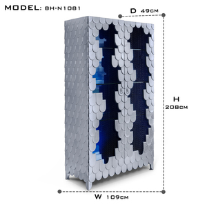 Gabinete de Almacenamiento para Entrada, Inspirado en el Estilo Urbano, con Acabado Plateado Brillante, Estantes de Vidrio y Refuerzo Metálico - Product Image 4