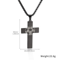 Collier Croix Sportive en Acier Inoxydable Noir Laser Haut de Gamme pour Pâques