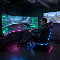 Simulateur de vol pliable avec cockpit de course, dispositif de jeu, construction en acier durable, pédales compatibles, prise en charge de l'anglais, garantie 1 an