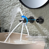Robinet intelligent hydroélectrique mural dissimulé en laiton pour lavabo, finition chromée, céramique, rotation à 360 degrés, numérique, pour hôtel