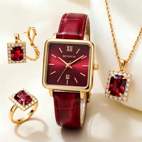 Ensemble de 5 montres à quartz pour femmes, collection 2026, montre de luxe, bague, collier, boucles d'oreilles, strass, ensemble de montres tendance