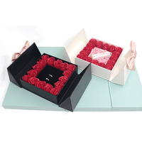 Valentijnsdag Dubbele Deuren Eeuwige Bloemen Rose Sieraden Doos Verjaardag Roze Ring Box Vakantie Geschenken