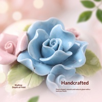 Vente directe d'usine, boîte à bijoux en céramique créative faite à la main en forme de fleur, motif camélia/rose, design minimaliste moderne