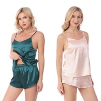 Vêtements de nuit pour femmes de haute qualité Sexy soie Satin Cami nuisette deux pièces Camisole haut et short pyjama ensemble