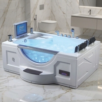 Baignoire de massage design moderne avec TV LED Jet Baignoire à remous Baignoire spa blanche en acrylique Chine Foshan Petite baignoire d'angle