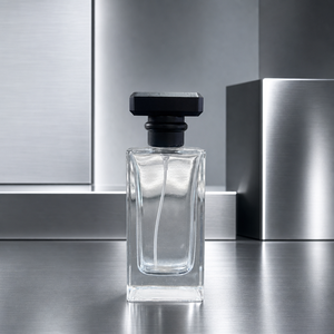 Envase Cosmético Premium de Lujo, Botella de Perfume Rectangular Transparente de Vidrio con Tapa Angular Negra y Bomba de Pulverización Fina - Product Image 6