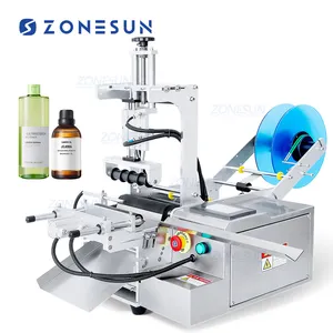 Etiquetadora de botellas redondas pequeñas semiautomática de dos lados con pegatina eléctrica ZONESUN