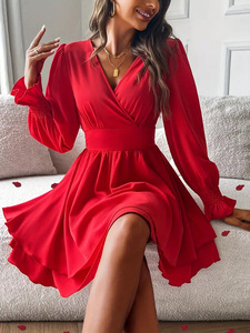 Robe trapèze mi-longue respirante en polyester écologique pour femme, style décontracté, design simple, passe-partout, personnalisable OEM ODM - Product Image 2