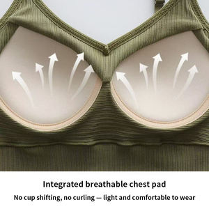 Camisole Slim Fit de vente chaude avec coussinets de soutien-gorge intégrés respirants Débardeur dos nu sexy pour une usure extérieure intérieure Tissu tricoté court - Product Image 2