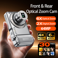 Kamera Mirrorless BENJIE Real 6X Optical Zoom dengan Kamera Selfie Ganda Depan/Belakang, Video 4K, Foto 64MP, Berbagai Mode Pemotretan