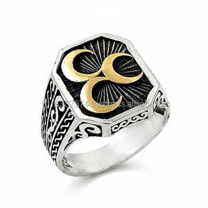 925K Sterling <b>Silver</b> Crescent <b>Men</b> <b>Ring</b> - Product Image 2