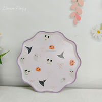 Assiettes personnalisées pour fête d'anniversaire d'enfant, décorations d'anniversaire pour enfants, assiettes jetables colorées à pois pour Halloween/diplôme