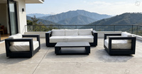 Muebles de Jardín de Lujo, Sofá de Aluminio para Exteriores, Conjunto de Sofá y Mesa de Centro para Patio