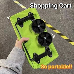Chariot utilitaire moderne multifonction pliable et léger en tissu Oxford imprimé sérigraphié avec roues pour les courses - Product Image 3