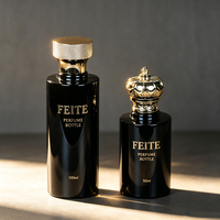 Flacon de parfum vide de luxe 50 ml transparent personnalisé, flacon de parfum cylindrique noir avec pulvérisateur et boîte d'emballage