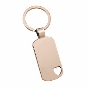 Portachiavi Rettangolare con Cuore Traforato in Oro Rosa, Regalo Promozionale - Product Image 2