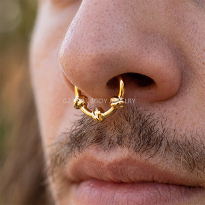 Piercing de titanio ASTM F136 para nariz, oreja, labret, tragus y cuerpo, con diseño de mariposa, corazón, marquesa y circonita cúbica (CZ), tipo aro y clicker articulado - Product Image 4