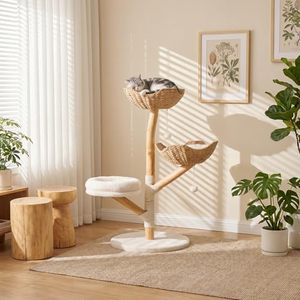 Wholesale 47 Inch Multi-Level Solid Wood Waterproof Tower OEM ODM Custom Logo Sisal Scratching Post Condo Large Adult Carton - Product Image 2