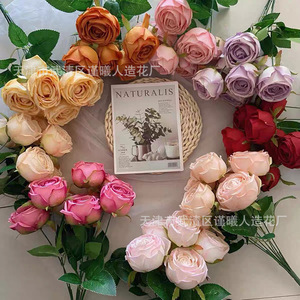 Bouquet de roses artificielles Jinxi à 7 têtes, fleurs en soie pour décorations de mariage et de maison - Product Image 1